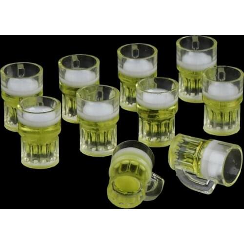 New Arrival 10pcs Cute Miniature Beer Glass Resin Small Cups Dollhouse Model Modern Home Room Table Dollhouses Decoration