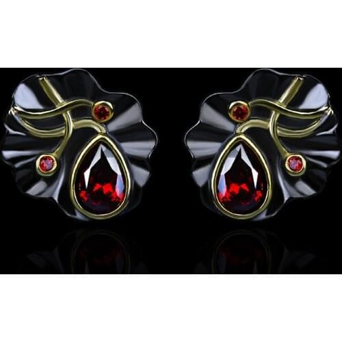 CIZEVA 2021 New Geometric Stud Earrings Water Drops Cubic Zirconia Party Earring Ethnic Style 925 Silver Black Gold Jewelry