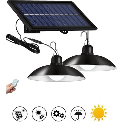 Retro Lampshade Solar Pendant Chandelier solar Solar-Light Waterproof Control Garden Lamp 5 mode Body induction Wall Light 3/6M