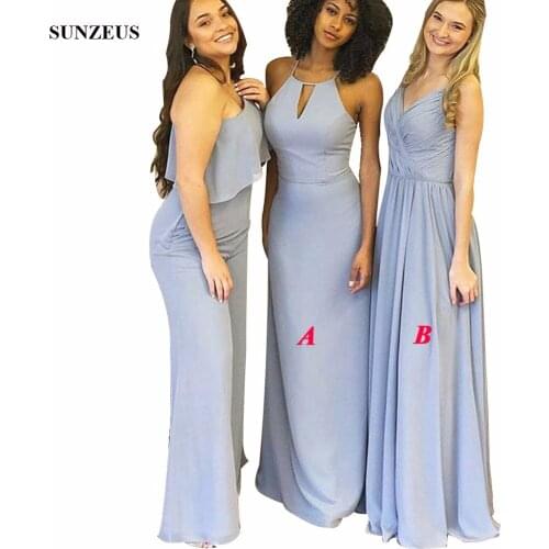 Abiti Da Damigella D'onore A-line V-neck Spaghetti Straps Bridesmaids Dresses Long Chiffon Party Dress Wedding Pleats Gown