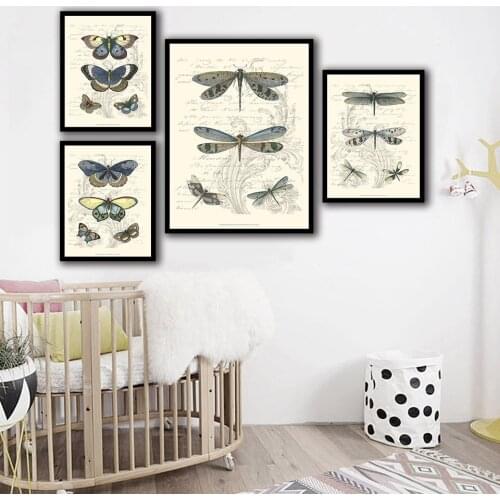 Nordic Picture Wall Art Canvas Painting Butterfly Dragonfly Animal Posters And HD Prints Abstract Wedding Decoration