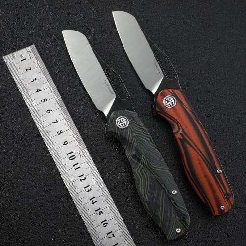Petrified fish D2 steel folding knife ceramics ball bearings flipper G10 handle Camping mountaineering EDC Pocket knives PF979