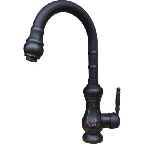 Kitchen Wet Bar Bathroom Vessel Sink Faucet Black Oil Rubbed Bronze One Handle Swivel Spout Mixer Tap Single Hole msf111
