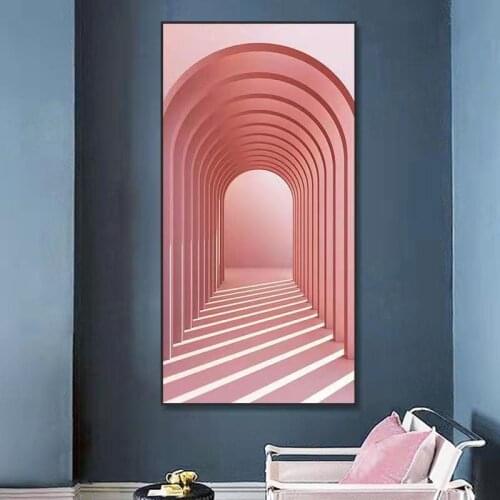 Modern Minimalist Architectural Space Decorative Painting Background Wall Prints Nordic Living Room Vertical Murals