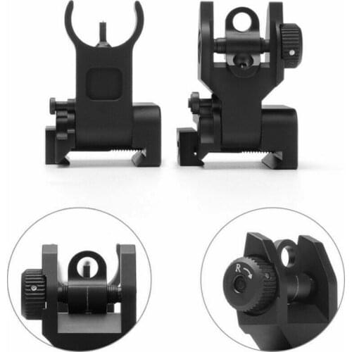 Tactical Flip Up Sights Front Rear Iron Set 20mm Picatinny Weaver Rail Mount For Gun Rifle Airsoft Hunting