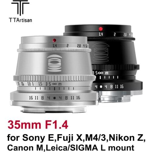TTArtisan 35mm F1.4 APS-C Cameras Lens Manual Focus for Sony E Fujifilm M4/3 Nikon Z Zfc Canon M M43 Leica L SIGMA Mount Camera
