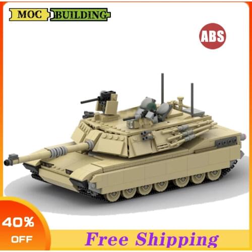 Creator WW2 military weapons us M1A2 Abrams main battle tank MOC building blocks Army soldier military vehicle toys for kids
