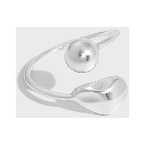 SHANICE Real S925 Sterling Open ring Silve all-matched round ball drop shape Statement Adjustable Stylish Jewelry Wholesale