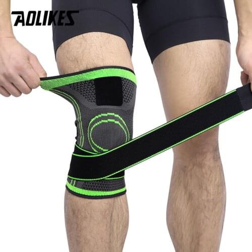 1PC 3D Knee Support Weaving Pressurization Knee Brace Basketball Hiking Cycling Professional Protective Sports Knee Pad