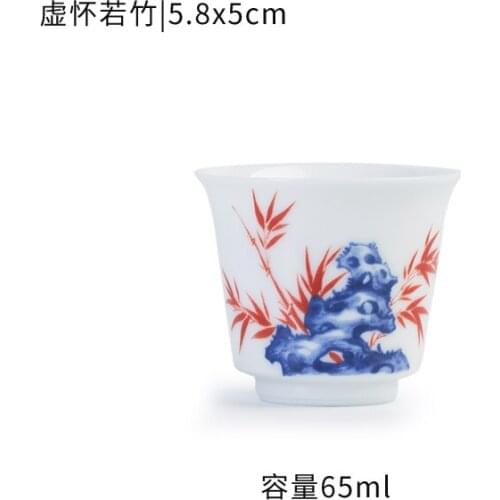 1PCS Dehua porcelain Porcelain Cone Teacup Anti Scaling Hand-Painted Ceramic Tea Bowl Travel Meditation Cup Chinese Tea set 70ml