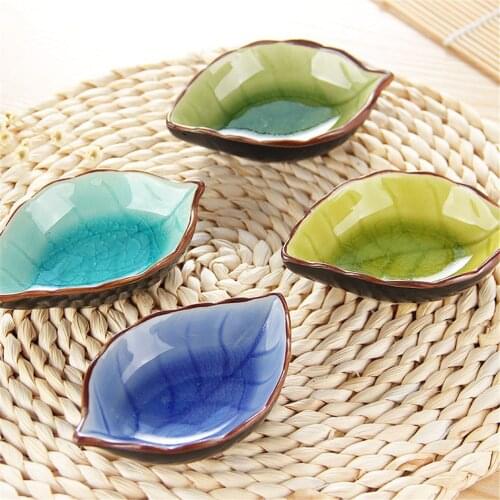 1Pcs Handcraft Leaves Ceramic Plates Kitchen Vinegar Seasoning Sauce China Dinnerware Japanese Sushi Dishes Snacks Dish