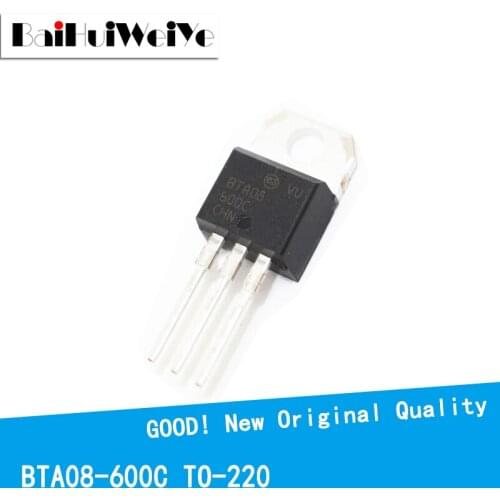 10PCS/LOT BTA08-600C BTA08600C BTA08 BTA08-600 8A600V TO-220 New and Original IC Chipset MOSFET MOSFT TO220
