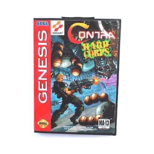16 bit Sega MD game Cartridge with Retail box - Contra The Hard Corps game card for Megadrive Genesis system