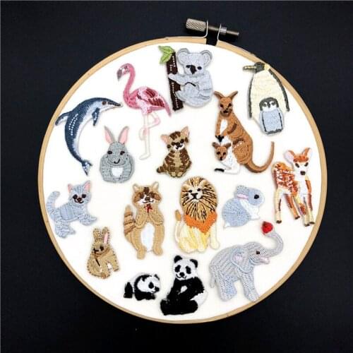 20pcs/lot Cute Animals Embroidery Patches for Clothing Sticker Kids Clothing Decorative Shoes Hats DIY Chapter