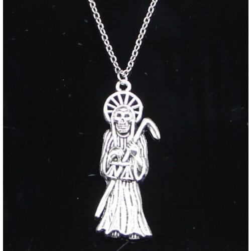 20pcs New Fashion Necklace 51x19mm grim reaper death Pendants Short Long Women Men Colar Gift Jewelry Choker