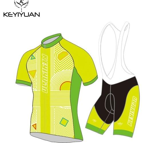 2018 KEYIYUAN Fluorescent green brand new Lovers design mens couple magic funny style mtb bike cycling jersey set summer short