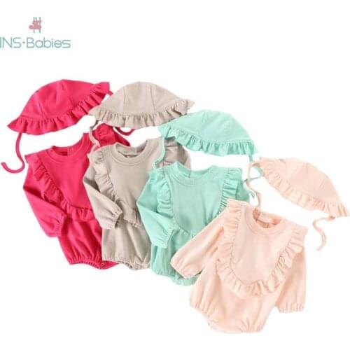 2020 Autumn baby Bodysuits for Newborn baby girls candy colors babies clothes Long Sleeve clothing party Princess 2pcs outfits