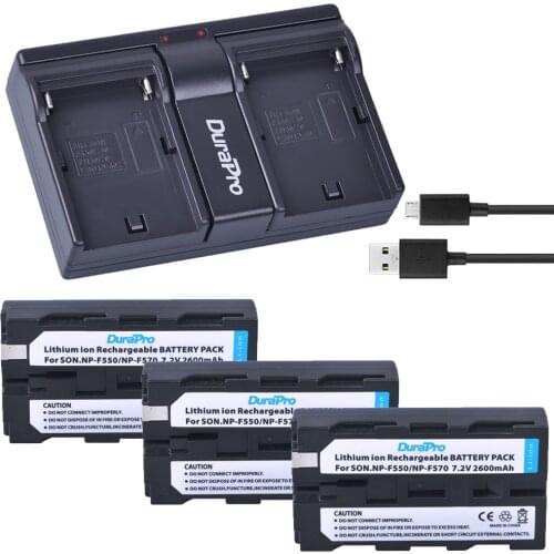 3pc NP-F550 NP-F570 NP F550 F570 Replacement Li-ion Battery + USB Dual Charger for Sony CCD-SC55 CCD-TRV81 DCR-TRV210 MVC-FD81