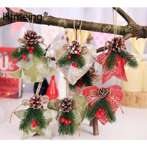 3pcs Christmas Decorative Pine Cone Cloth Hanging Pendant Christmas Tree Decorations Hotel Window Pendant Christmas Decorations