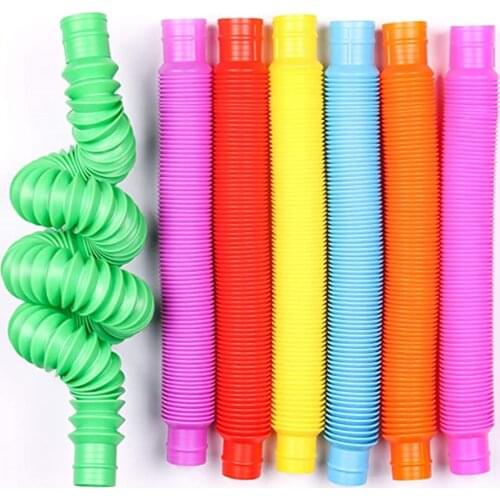 7 Pack Multi-Color Fidget Pop Tubes Sensory Toys Pipe Stretch Sensory Toys for Stress and Anxiety Relief