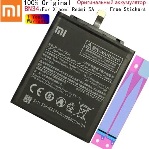 Xiao Mi Xiaomi BN34 Phone Battery For Xiao mi Redmi 5A Redrice 5A 3000mAh BN34 Original Replacement Battery