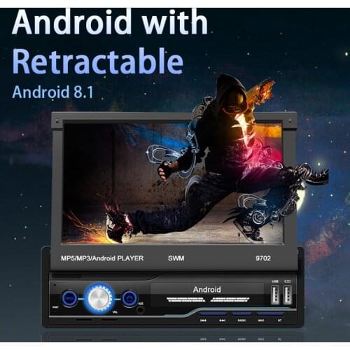 Car Radio MP5 AUX Bluetooth 7” IOS Android 8.1 FM Folded Rear View Camera GPS Retractable Screen Mirror Link 1din