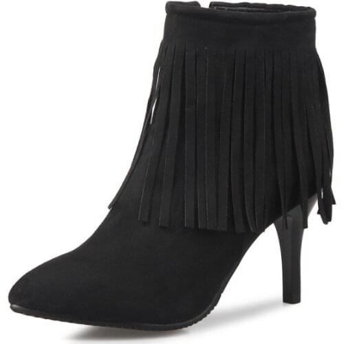 Big Size Pointed tassel boots boots women shoes ankle boots for women ladies boots shoes woman winter