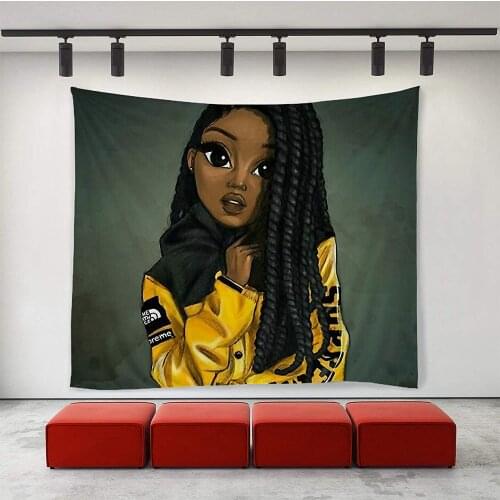 Black Art African American Girl Afro Girls Tapestries Hippie Art