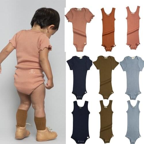 EnkeliBB Mini 30% Real Silk Baby Boy Summer Clothes Rompers Top Quality Infant Solid Silk + Cotton Ribbed Elastic Rompers Onesie