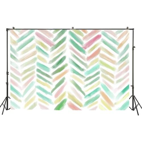 Colorful Watercolor Painting Boho Chevron Zigzag Ikat Patterns Backdrop Pastel Background Baby Party Banner Kid Photo Portrait