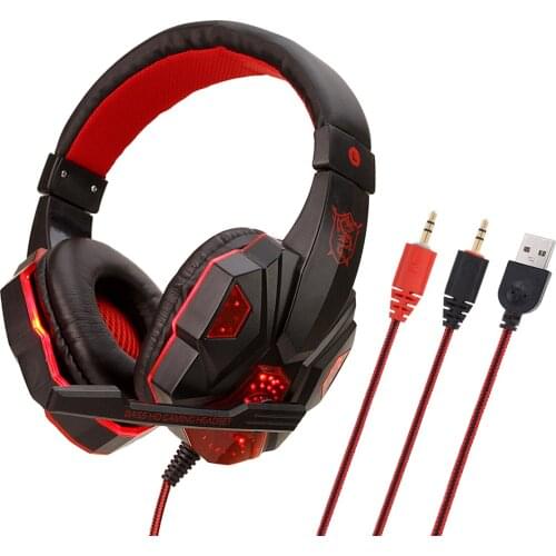 Gaming Headset Earphone Wired Gamer Headphone Stereo Sound Headsets with Mic LED Light for Phone Computer PC PS4 Gamer Headset
