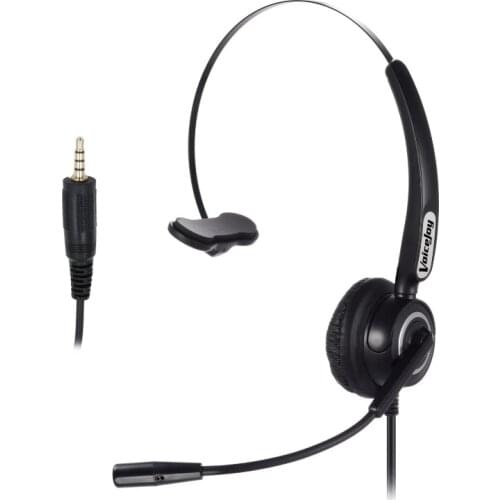 Headset with Noise Canceling Boom Mic and Adjustable Fit Headband for iPhone Samsung Blackberry LG Huawei HTC ZTE Mobile Phones