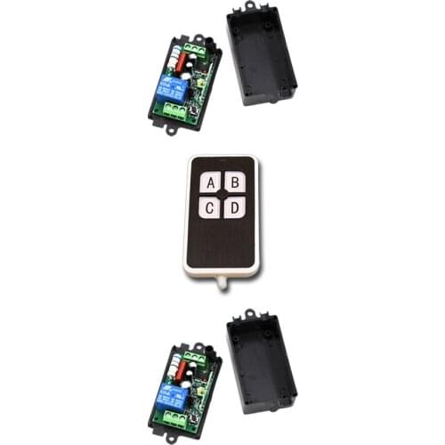 Hot Selling AC110V 220V 1CH RF Wireless Remote Control Switch System 1Transmitter +2Receiver with Black Case Free Shipping