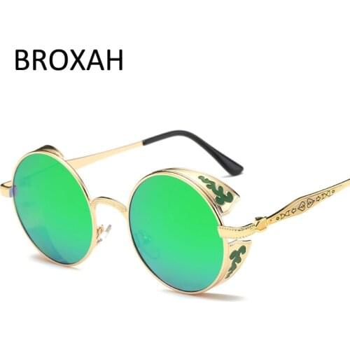 Round Steampunk Sunglasses Men Women 2020 Polarized Sunglasses Mirror Lens Driving Glasses Metal Shades UV400 Lunettes De Soleil