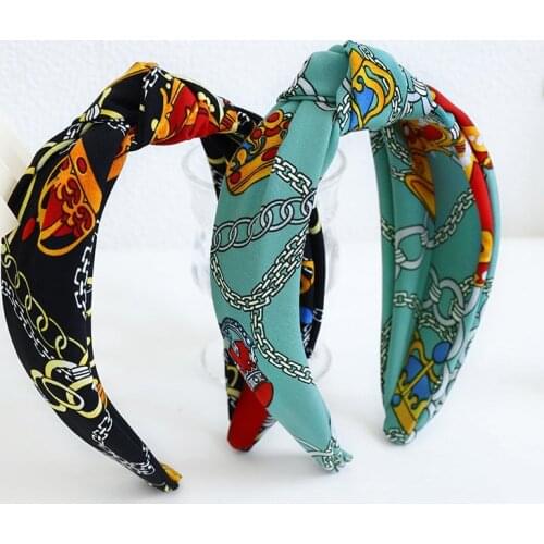 2021 Fashion Ethnic Style Printed Knotted Hairband Headband Women Girls Hair Head Hoop Band Accessories Hair Hairbands Headdress