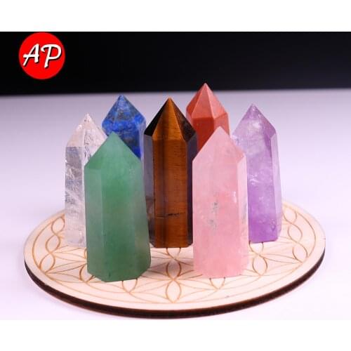 Natural Crystal Column Seven Chakra Star Group Reiki Healing Quartz Energy Stone Hexagonal Point Array Set Hoom Decoration