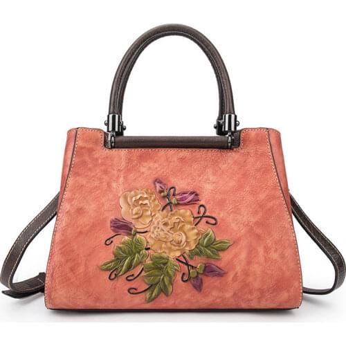 2020 new leather womens bag top layer cowhide fashion casual womens bag retro ladies hand-rubbed color handbag real cowhide sh