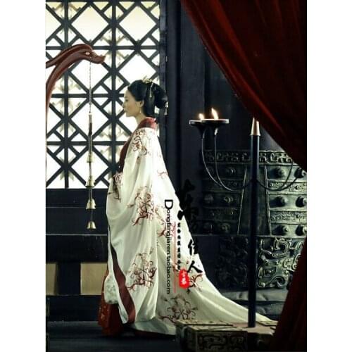 2014 New Design Drama Costume Delicate Hanfu The Great Strategists Gui Guzi Han Dynasty Womens Costume with Long Tail