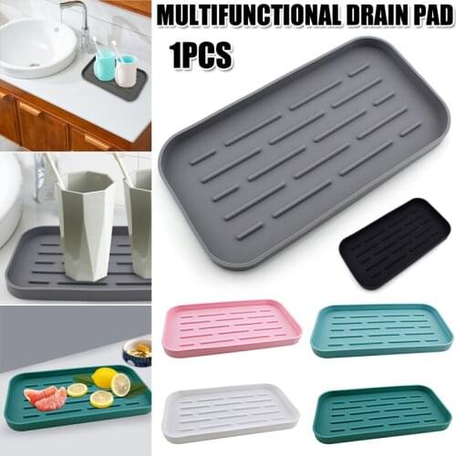 New Silicone Kitchen Bath Organizer Tray Non-Slip Durable Multipurpose Sink Caddy Holder for Sponge Brush Soap Dispenser
