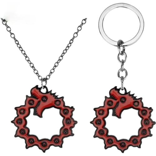 New The Seven Deadly Sins Dragon Necklace Nanatsu No Taizai Meliodas Metal Pendant Necklace Keychain Choker Jewelry Accessories