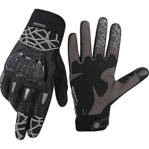 Breathable Leather Motorcycle Gloves Summer Motorbiker Riding Gloves Touch Screen Guantes Moto Anti-Fall Men Motocross Gloves
