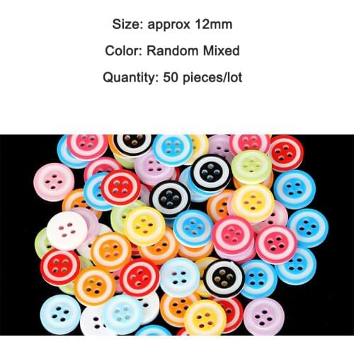 Plastic Sewing Button Scrapbooking Garment Clothes DIY Decor Round Random Color 4-Holes 12mm 50 PCs 2019 New Scrapbooking Crafts