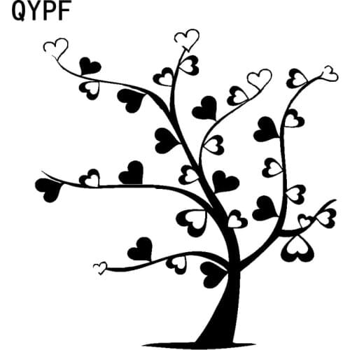 QYPF 16.1cm*16.2cm Beautiful Cartoon Love Tree Exquisite Vinyl Car Decal Vivid Window Sticker C18-0381
