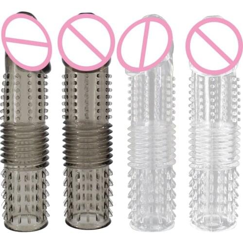 Fanala 16cm Silicone Reusable Condom With Spike Dotted Dildos Penis Seelve Extender Time Delay Lasting