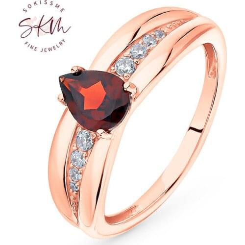 SKM garnet Rings 14k 18k rose gold cut rings for women Engagement rings designer Anniversary Luxury Fine Jewelry