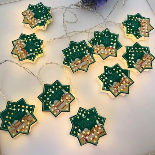 1.65m Led Muslim Ramadan Lanterns String Lights Fairy Lights with Moon Star Eid Light Decoration Eid Mubarak Ornaments Lights