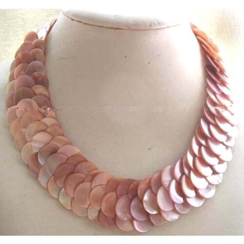 WOW! pink sea shell coin necklace 19inch nature wholesale FPPJ for woman gift