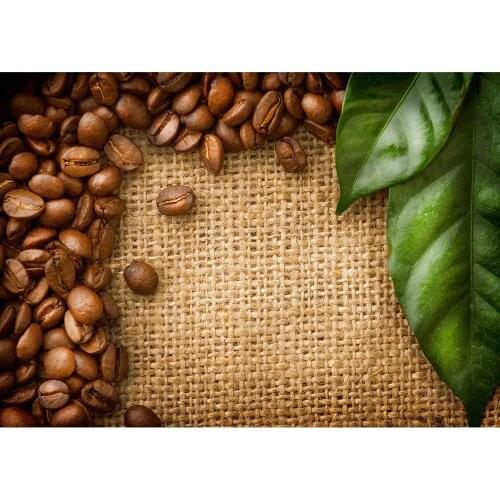 Coffee Beans Green Leave Weave Photo Background Vinyl Photography Backdrop for Children Baby Portrait Pets Toy Photophone Props