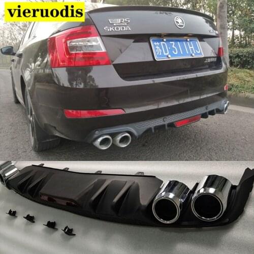 High Quality ABS Black Rear Bumper Lip Trunk Spoiler Rear Diffuser Protector With Hole Car Styling For Skoda Octavia 2014-2018
