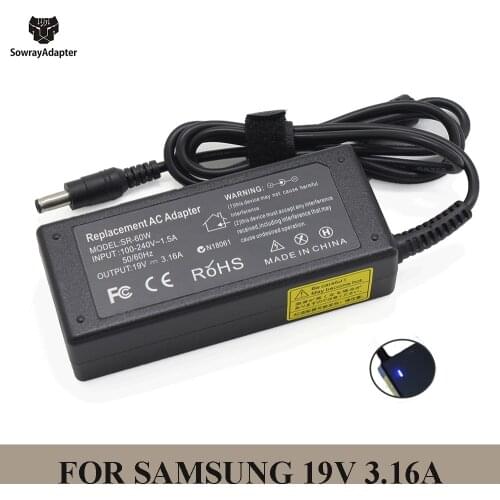 19V 3.16A 5.5*3.0mm AC Power Laptop Adapter For samsung R429 RV411 R428 RV415 RV420 RV515 R540 R510 R522 R530 Notebook Charger